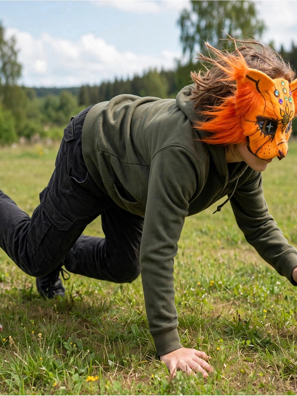 Custom Handmade Halloween / Costume / Therian Orange Cat Mask